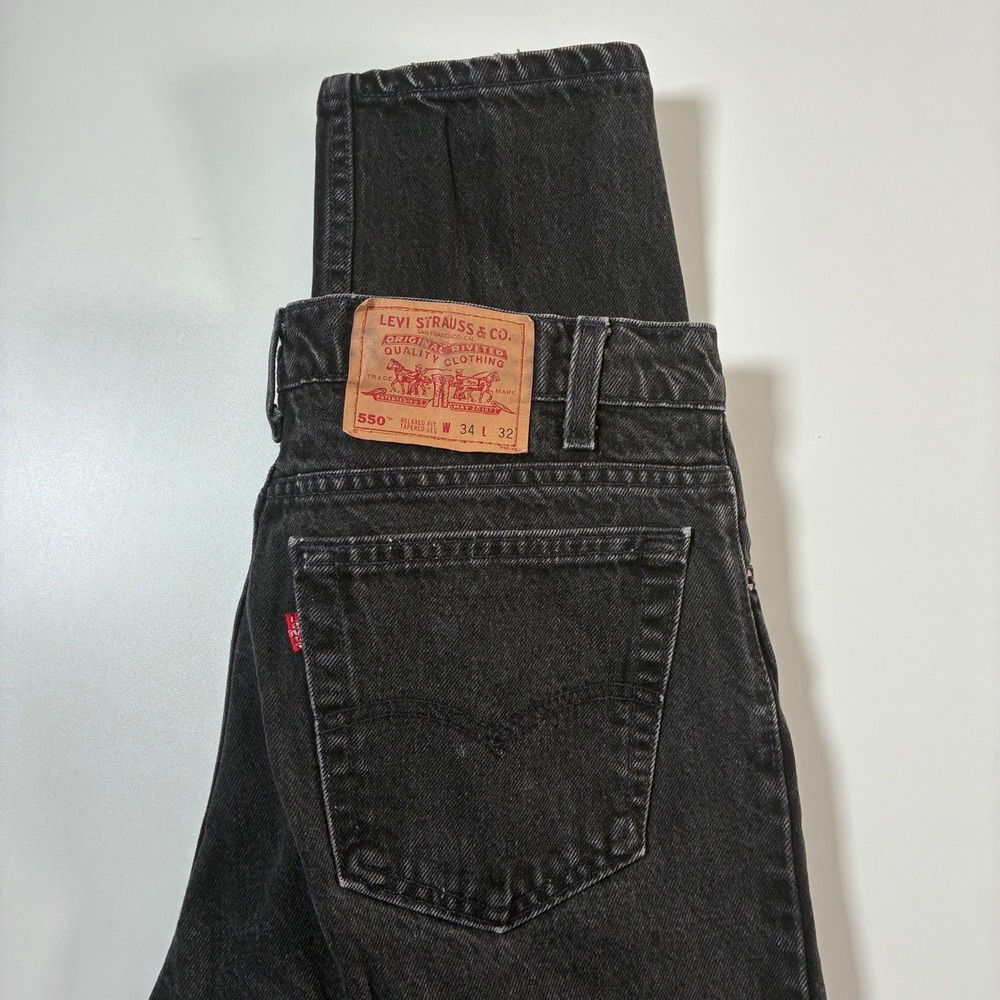 Vintage 1994 Levi's 550 Jeans 32x32 Faded Black Relaxed Made in USA (Tag 34x32)